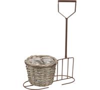 Pot de fleurs rustique avec décoration d'outils de jardinage vintage Marron