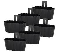 Pot de fleurs rustique mural pour balcon, anthracite, 28 cm, lot de 6