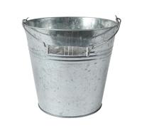 Pot de fleurs, seau, en zinc, 18 x 17 cm, pour l'intérieur et l'extérieur, avec poignée en bois, pour balcon et terrasse, cache-pot en métal, décoration de jardin, cache-pot de fleurs, décoration