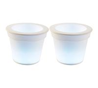 Pot de fleurs solaire LED Pot de fleurs lumineux Éclairage solaire du pot de fleurs, blanc satiné, batterie LED blanc neutre, H 19 cm, lot de 2