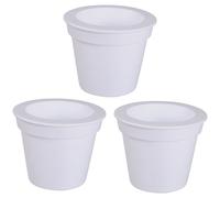 Pot de fleurs solaire LED Pot de fleurs lumineux Éclairage solaire du pot de fleurs, blanc satiné, batterie LED blanc neutre, H 19 cm, lot de 3