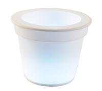 Pot de fleurs solaire LED Pot de fleurs lumineux Éclairage solaire du pot de fleurs, blanc satiné, batterie LED blanc neutre, H 19 cm