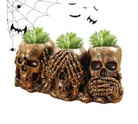 Pot de fleurs squelette - Bol à bonbons d'Halloween, tête de mort en résine, décoration d'Halloween | Don't Listen Don't See Don't Say Skull - Décorations de fête d'Halloween, plantes d'intérieur pour
