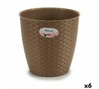 Pot de fleurs Stefanplast brun plastique 24 x 22,5 x 24 cm (6 pièces)