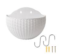 Pot de fleurs suspendu au mur - Plastique semi-circulaire - Imitation rotin - Style européen - Décoration murale pour balcon en plein air - Maison Bureau Gesc
