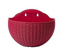 Pot de Fleurs Suspendu Demi-rond Imitation Rotin Style Européen Pot de Fleurs Mural Panier de Fleurs Décoratif Rustique Demi-cercle Paniers de Plantes en Plastique Conteneur Pot de(Vin rouge L)