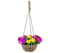 Pot de fleurs suspendu en rotin style shabby chic 30 cm avec cordon naturel