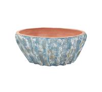 Pot de Fleurs Traditionnel en Terre Cuite Ovale 51 cm Extérieur Intérieur Bleu O