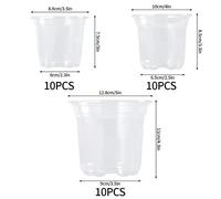 Pot De Fleurs Transparent Épais, 10/30 Pièces, Pot De Pépinière, Tasse De Semis, Transplantation De Jardinage, Pot De Fleur En Pot, Jardinières.3.5-4-5in Mix 30pcs