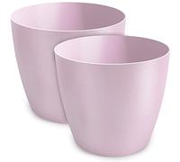 Pot de Fleurs TULMERO Mat, Pot de Fleurs en Plastique, Pot décoratif pour Grandes et Petites Plantes, Lot de 2 Pots de Fleurs, Pots de Fleurs, Pots d'herbes aromatiques, (Paquet de 2) Rose, ø 14 cm