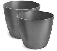 Pot de Fleurs TULMERO Mat, Pot de Fleurs en Plastique, Pot décoratif pour Grandes et Petites Plantes, Pots de Fleurs, Pots d'herbes aromatiques, (Lot de 2) Graphite, ø 9,5 cm