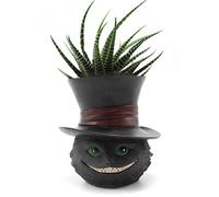 Pot de Fleurs Unique en résine avec tête de Chat Noir, avec Trou de Drainage, Porte-pinceaux pour décoration d'intérieur