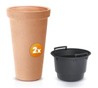 CASARIA 2x Pot de fleurs XXL Terracotta 42L Bac à plantes 63x40cm rond résistant à l'hiver jardin terrasse Cache-pot Bac à fleurs