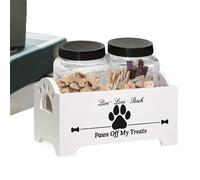 Pot de friandises pour chien - boîte à biscuits multifonctionnelle pour chat, corps en bois épais, fermeture sécurisée, ouverture d'accès à large ouverture, configuration de conservation à long terme