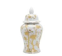 Pot de Gingembre Jar Vase Jar Storage Jar en céramique Jar en Gingembre Blanc avec Motif en Or, Jars DE Temple DÉCORATIVE Exquis Jars DÉCORATIF DÉCORATIV