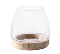 Pot de hydroponiques, réservoir de Poisson en Pot Transparent avec Base en Bois, Aquarium, Centre de Table pour Pots de Fleurs, décoratif en Verre pour décoration de Maison de e