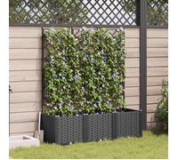 vidaXL Cache-pot de jardin 3 pcs avec treillis Noir 120x40x143 cm Acier résistant aux intempéries