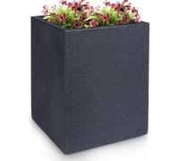 Pot de jardin carré en plastique gris 29x40 cm