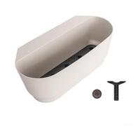 Pot de jardin en plastique à suspendre pour balustrade de balcon, avec fixation sécurisée, panier de fleurs peu encombrant pour décoration extérieure, herbes et plantes grasses, blanc (blanc)
