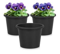 Pot de jardin en plastique - VILDE - Lot de 3 - 14 5 cm diamètre - Noir - Résistant aux intempéries - Écologique