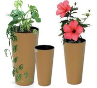 Pot de jardin Pot 20/25/30 Cm Set for Terrace Garden Home Eco Wood Brown