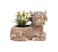 Pot de Jardinière de Vache Marooma, Statues en Pot de Vache des Highlands, Pot de Jardinière de Yak à Genoux, Décoration de Figurine de Vache Amusante pour Intérieur et Extérieur, Récipient pour Plant