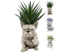 Pot de jardinière drôle de Bouledogue français, Pot de Fleur créatif en résine pour Chien, Sculpture de Jardin d'attitude, Statue de décoration pour Patio, Balcon et Cour #02