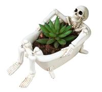 Pot de - Matériau en résine, Squelette Gothique dans la Conception de la Baignoire, Porte-jardinières, Squelette dans la Baignoire Cactus Fleuriste | Planteur de pour décoration de fenêtr