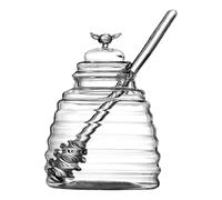 Pot de miel transparent - Récipient en verre à miel avec couvercle, distributeur de stockage sûr et inodore | Récipient de bouteille de cuisine multifonctionnel pour vinaigrettes, sauces, sirop