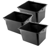 Pot de Peinture KADAX, Pot de Peinture carré en Plastique, Seau avec Anse en métal, Seau d'eau Robuste avec Rebord verseur, pour rénovation, Jardin, Seau de Nettoyage (8L, 3 pièces, Noir)