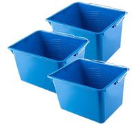 Pot de Peinture KADAX, Pot de Peinture Carré en Plastique, Seau Robuste avec Anse en Métal, Rebord Verseur, pour Rénovation et Jardin (8L, 3 Pièces, Bleu)