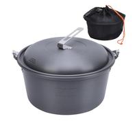 Pot de Pique-Nique en Plein air, Batterie de Cuisine de Camping, Grande capacité 5L, Portable en Alliage d'aluminium en Acier Inoxydable pour Barbecue, Cuisson, ébullition, (Type Suspendu)