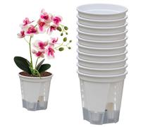 Pot de plante à arrosage automatique 10 pièces Pot d'orchidée respirant PP jardinière à arrosage automatique avec trou de drainage 5 5 pouces pots fleurs rechargeables pour le bureau domicile blanc +