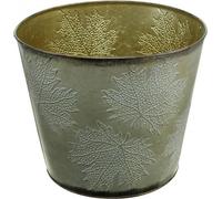 Pot de plantes Décoration d'automne Vase en métal Feuilles d'or Ø25,5cm H22cm
