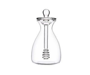 Pot de pots de miel - Distributeur de miel avec bâton à double usage | Pots de miels, récipient de stockage de pot de miels en verre personnalisé créatif de 500 ml avec couvercle et tige d'agitation