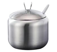 Pot de rangement d'assaisonnement : récipient à condiments en métal avec couvercle de cuillère, bol alimentaire réutilisable, design résistant à l'humidité, facile d'accès avec cuillère | Pot D