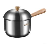 Pot de sevrage en acier 304 non revêtu 800 ml avec couvercle - Cuisinière multifonction pour aliments pour bébé - Poignée en bois froide au toucher - Convient pour les plaques à gaz et à induction