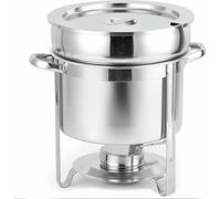 Pot de soupe ronde, réchauffeur de nourriture, buffet en acier en acier inoxydable Ensemble de buffet à eau avec une casserole, un cadre, un porte-carburant et un couvercle pour chaque événement ou