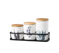 Pot de stockage en céramique scellé, pot céréales cuisine domestique, boîte rangement thé et café/ustensiles collecte(3PCS-D)