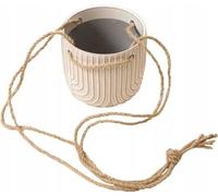 Pot de suspension en céramique 11x12,2 cm crème avec cordes de jute