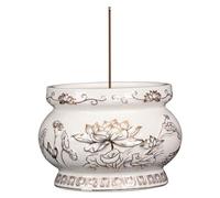 Pot de Tache, Bol d'encens Blanc élégant de 4 Pouces, brûleur d'encens en céramique, Bol de Lotus en Relief, Bol en brûleur d'encens décoratif pour Maison intérieure
