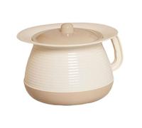 Pot de toilette portable avec couvercle et poignée facile à nettoyer pour toilettes, chambre à coucher, salle de bain, voyage, camping - Marron clair