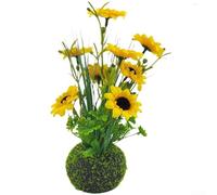 Pot de tournesol artificiel avec boule de mousse artificielle, petite fleur en pot de verdure de bureau, plante de table de bureau nécessitant peu d'entretien pour centre de table de mariage
