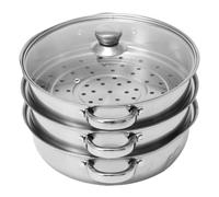 Pot de vapeur, pot à vapeur en acier inoxydable à double oreille à vapeur à vapeur avec couvercle en verre trempé pour bouletage de légumes