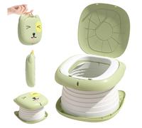 Pot de voyage 9, 4 x 1, 9 pouces Flip vert ABS Stable pliable Style dessin animé Pot portable Toilette d'urgence pour les tout-petits, les voyages, le camping et l'utilisation en extérieur.