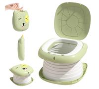 Pot de voyage 9, 4 x 1, 9 pouces Flip vert ABS Stable pliable Style dessin animé Pot portable Toilette d'urgence pour les tout-petits, les voyages, le camping et l'utilisation en extérieur..