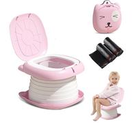 Pot de voyage pour tout-petits, siège de toilette portable pliable 3 en 1 avec sacs jetables, chaise de toilette pour enfants, pour l'intérieur, l'extérieur et les trajets en voiture (bébé garçon