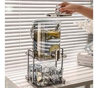 Pot d'eau froide en verre avec robinet, ensemble de seau à eau, pot d'eau froide domestique, seau à boissons for thé aux fruits et cola(B)