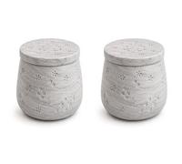 Pot décoratif avec couvercle - Design élégant fait à la main avec motif floral en filigrane, décoration d'intérieur élégante pour salon, chambre à coucher et salle de bain, polyvalent, gris marbre, 2