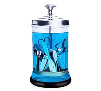 Pot désinfectant de barbier de 600 ml avec panier amovible, récipient de désinfection pour outils à ongles, récipient en verre pour fournitures de manucure